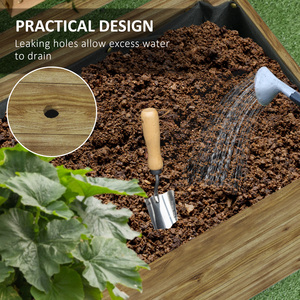 Outsunny Wooden Trellis Raised Bed Planter Box - Natural by Outsunny