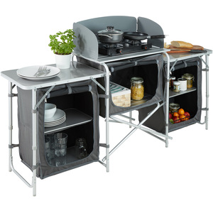 Large Camping Kitchen Station - Grey by tectake
