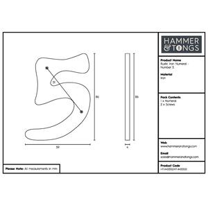 Number 5 Rustic Iron Numeral Black - Black by Hammer and Tongs