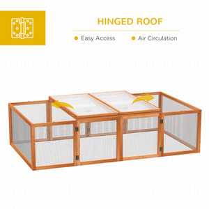 PawHut rabbit Run Wooden Rabbit Hutch Cage - Natural by PawHut