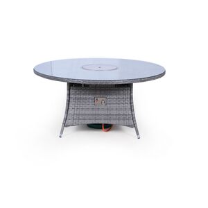 Arizona Fire Pit Round Rattan Patio Dining Set - Grey / 8 by Giardino