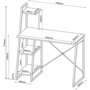 Harlow Metal Shelved Desk - Oak & Silver
