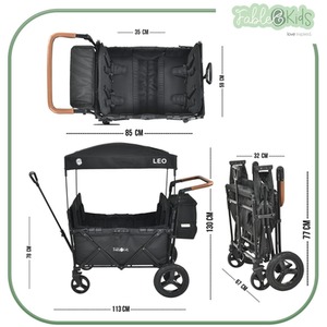 Folding Cart LEO X4Plus Foldable Transport Cart with Roof - Onyx Black by FableKids