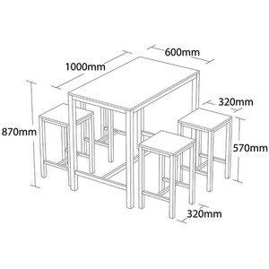 Camden Bar Table And Stool Set - Brown & Black