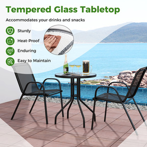 3 Pcs Patio Bistro Set - Black by Costway