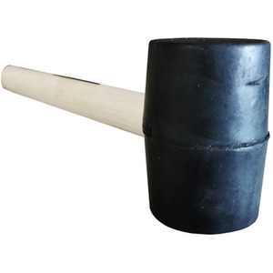 16oz Rubber Mallet Hammer with Hard Wooden Handle Shaft - Black by Blackspur