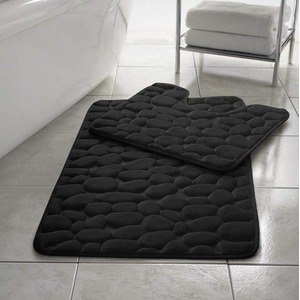 Pebble Stone Memory Foam Bath Mat Set - Black by Night Zone