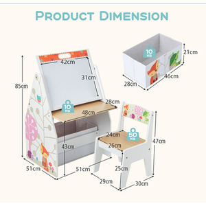 Double-Sided Kids Art Easel Toddler Table Chair Set by Costway