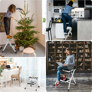 2 Step Folding Ladder-White - White by Costway