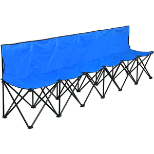 6 Seats Portable Folding Bench for Sports Camping - Blue by Yaheetech