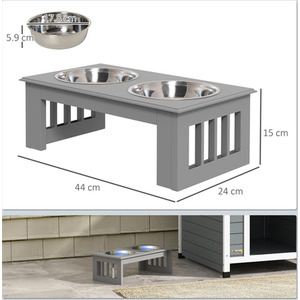 Pawhut Pet Feeder Raised Elevated with Stainless Steel Bowls - Grey by PawHut