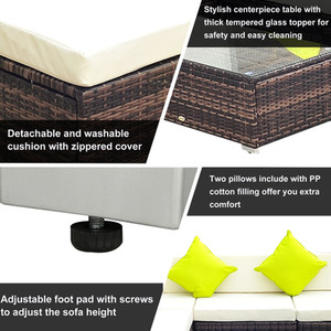 Outsunny 5 Pieces Rattan Sofa Set - Brown by Outsunny