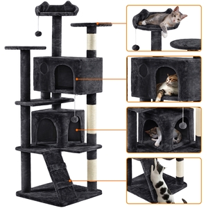 Multilevel Cat Tree with Scratching Posts - Black / 178cm by Yaheetech