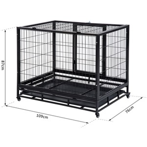 PawHut Metal Heavy Duty Dog Cage - Black / 76cm / 109cm by PawHut