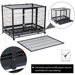 PawHut Metal Heavy Duty Dog Cage - Black / 76cm / 109cm by PawHut