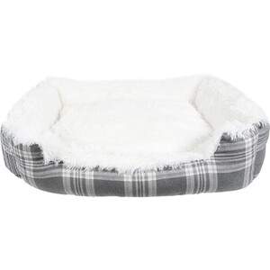 Super Fluffy Grey Check Pet Bed by Clever Paws