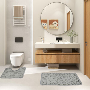 Pebble Bath and Pedestal Mat Set - Grey