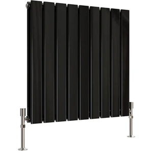 Flat Panel Horizontal Designer Radiators - Black / 612mm / 58mm / 892.1W