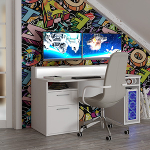 Power Z Gaming Desk White - White by Flair