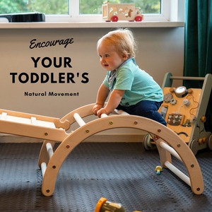 Wooden 3-in-1 Toddler Climbing Gym Indoor Kids Climbing Set - Natural by NOVECRAFTO