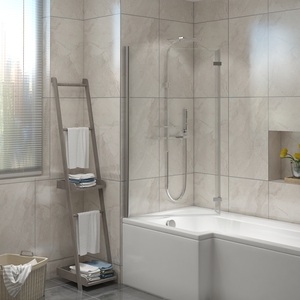 Square Bath Shower Screen Bifold Panel Pivot Screen - Chrome