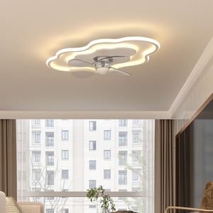 Cloud-Shaped LED Ceiling Fan Light with 6-Speed Settings - White by komore