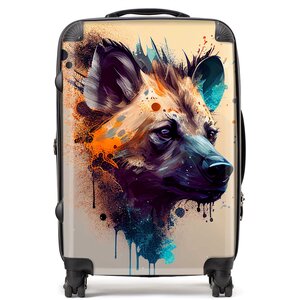 Hyena Face Splashart Light Background Suitcase - Brown / 80l by Warren Reed - Designer