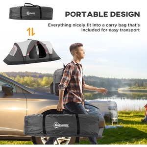 Outsunny Camping Tent with 2 Bedroom and Waterproof Rainfly by Outsunny