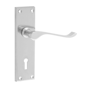 Victorian Scroll Lever Lock Set - Chrome or Brass finish - Chrome by Hiatt