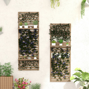 Outsunny Wall Mounted Plant Stands Set of 2 with Slatted Trellis by Outsunny