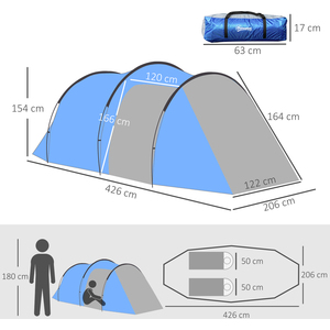 Outsunny 3 Person Weatherproof Tent - Blue by Outsunny