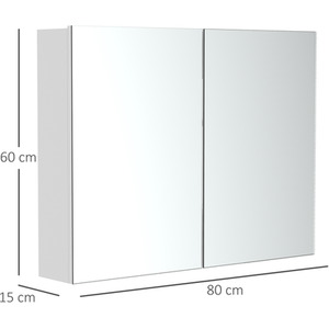HOMCOM Double Door Wall Mounted Glass Mirror Cabinet - White by HOMCOM