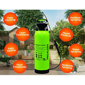 Pro-Kleen Garden Pressure Pump Sprayer Manual Action 10L - Brass Lance - Green by Pro-Kleen