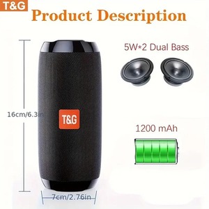 Bluetooth Speaker TG117 - Black by Dyzi