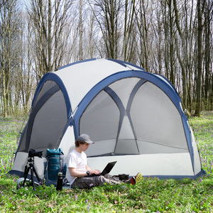 Outsunny Dome Tent for 6-8 Person Tent with 4 Zipped Mesh Doors - White, Blue by Outsunny