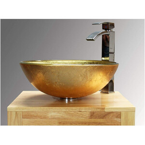 BELOFAY Glass Wash Basin Counter Top Basin with Tap,Pop Up Waste and Bottle Trap - Blue / 42cm by BELOFAY