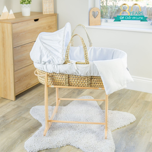 Cotton Dream Palm Moses Basket - White by Clair de Lune