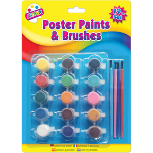 Poster Paints and Brushes 19 Piece Set - Multi