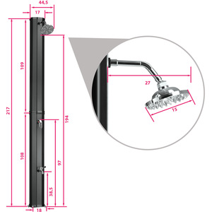 Ofanto 35L Solar Shower - Black by tectake