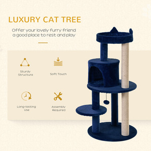 Pawhut 3 Tier Deluxe Cat Activity Tree - Blue by Pawhut