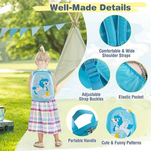 ABS Kids Suitcase Backpack Luggage Set - Blue by Costway