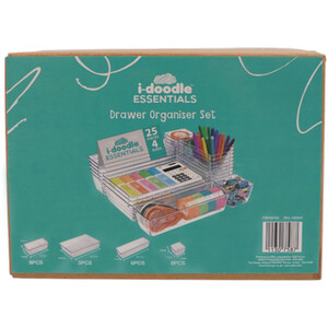 25 Piece Drawer Organiser Set - Clear by i-doodle