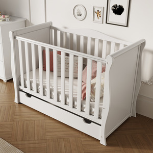 Willow White Sleigh Mini Cot Bed with Drawer - White by Viculii