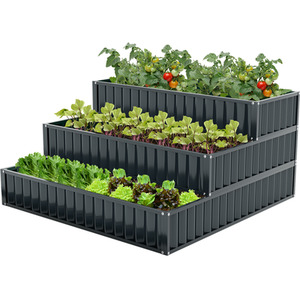 3-Tier Raised Garden Bed Planter Box - Black by Costway
