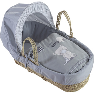 Bedtime Little Bear Palm Moses Basket - Grey by Kinder Valley