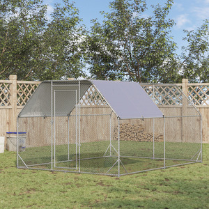 PawHut Walk In Run with Roof for 10-12 Hens - Silver by PawHut