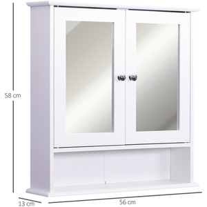 kleankin Wall-mounted Bathroom Cabinet Mirror - White by kleankin