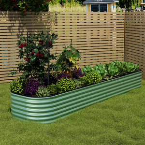 Silver Galvanized Steel Oval Raised Garden Bed by Livingandhome