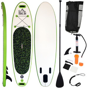 HOMCOM Inflatable Paddle Board Plastic - White, Green by HOMCOM