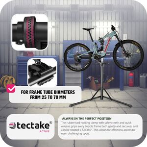 Bike Repair Stand Jan - Folding, Height-Adjustable, Suitable For E-Bikes - Grey & Black by tectake